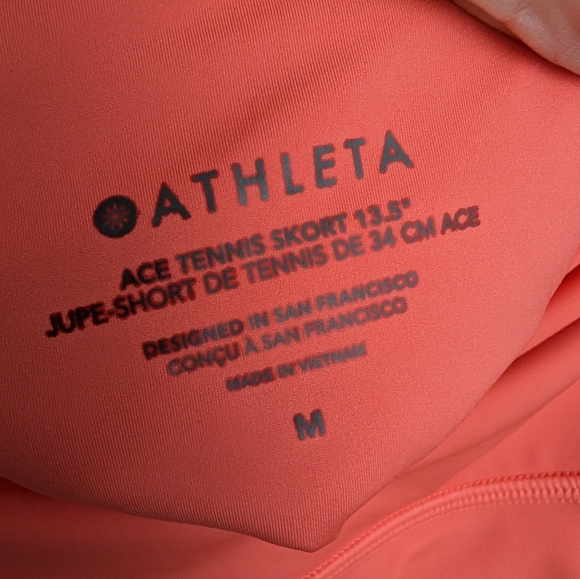 Athleta Ace Tennis Skort Coral Orange Built-In Shorts Athletic Skirt M - Picture 6 of 9